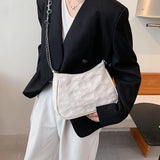 Canvas Hearts Embroidery Women Underarm Bags Chain Handbags Totes Crossbody Bags