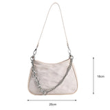 Canvas Hearts Embroidery Women Underarm Bags Chain Handbags Totes Crossbody Bags