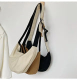 Canvas Hobos Crossbody Bags for Women Large Capacity Tote Lady Messenger Bag