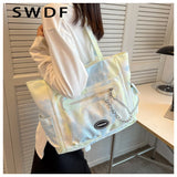 Canvas Women Handbags Chain Shopper Shoulder Bag Lady Totes Bolsa