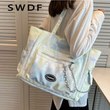 Canvas Women Handbags Chain Shopper Shoulder Bag Lady Totes Bolsa