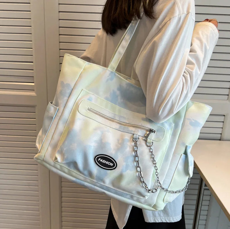 Canvas Women Handbags Chain Shopper Shoulder Bag Lady Totes Bolsa