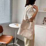 Canvas Shoulder Bag Women Large Capacity Handbag Harajuku Bucket Bag
