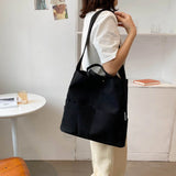 Canvas Shoulder Bag Women Large Capacity Handbag Harajuku Bucket Bag