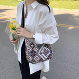 Casual Geometric Canvas Shoulder Bag for Women Large Capacity Tote Handbag