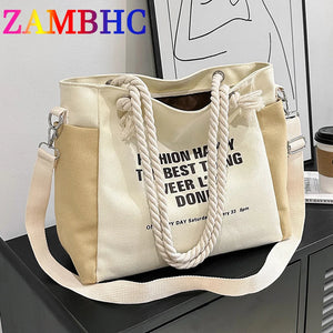 Casual Canvas Shoulder Messenger Bags for Women Large Capacity Travel Handbags