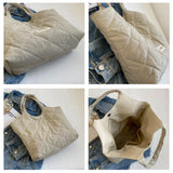 Casual Canvas Shoulder Tote Bags For Women Solid Large Capacity Handbag