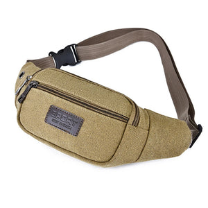 Canvas Waist Bag Unisex Functional Waist Bag Mobile Phone Bag Men Women Belt Ban