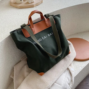Canvas Women Handbags Letters Shoulder Crossbody Bags Large Capacity Totes