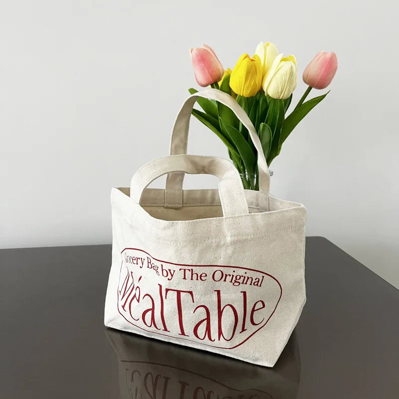 Casual Canvas Women's Shoulder Bag Red Letter Pattern Female Book Tote Handbag