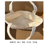 Casual Canvas Women's Shoulder Bag Red Letter Pattern Female Book Tote Handbag