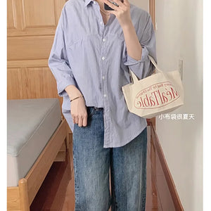 Casual Canvas Women's Shoulder Bag Red Letter Pattern Female Book Tote Handbag