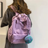 Casual Canvas Women Backpack Big Capacity Preppy School Bags for Teen Girls