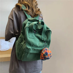 Casual Canvas Women Backpack Big Capacity Preppy School Bags for Teen Girls