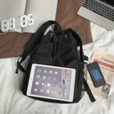Casual Canvas Women Backpack Schoolbag Drawstring Backpacks Large Capacity