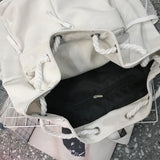 Casual Canvas Women Backpack Schoolbag Drawstring Backpacks Large Capacity
