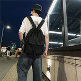 Casual Canvas Women Backpack Schoolbag Drawstring Backpacks Large Capacity