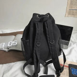 Casual Canvas Women Backpack Schoolbag Drawstring Backpacks Large Capacity