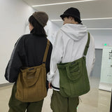 Casual Canvas Tote Crossbody Bag Large Capacity Shopper Travel Handbag