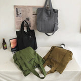 Casual Canvas Tote Crossbody Bag Large Capacity Shopper Travel Handbag