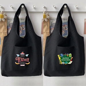 Cartoon Shoulder Bag Teacher Pattern Large Capacity Tote Bag
