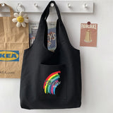 Cartoon Shoulder Bag Teacher Pattern Large Capacity Tote Bag