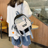 Cartoon Print Women Backpack Preppy Style Students Schoolbag