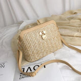 Rattan Straw Bucket Bag Women Summer Shoulder Beach Handbag