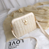 Rattan Straw Bucket Bag Women Summer Shoulder Beach Handbag