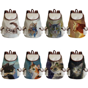 Oil Painting Cat Girls Backpack