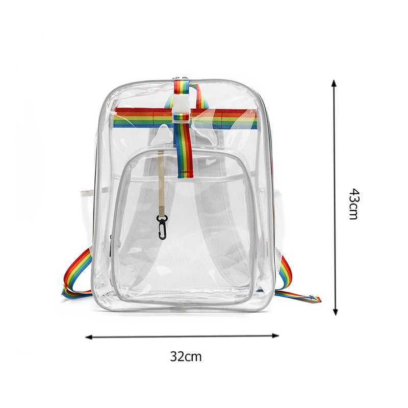 Casual Clear Lucency Backpack Transparent See Through PVC Bookbag