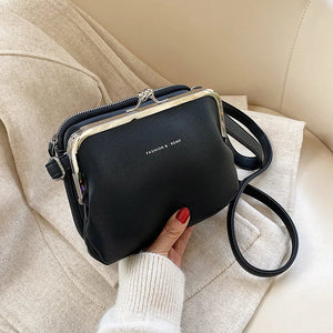 Casual Clip Bag Women Messenger Bag PU Leather Lady Shoulder Crossbody Bag