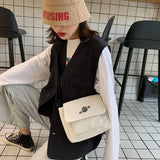 Celestial Print Canvas Messenger Bag Small Shoulder Bag for Women