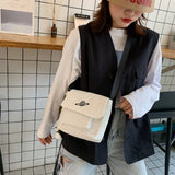 Celestial Print Canvas Messenger Bag Small Shoulder Bag for Women
