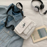Celestial Print Canvas Messenger Bag Small Shoulder Bag for Women