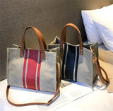Casual Stripe Shoulder Bag Women Canvas Crossbody Travel Bags