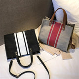 Casual Stripe Shoulder Bag Women Canvas Crossbody Travel Bags