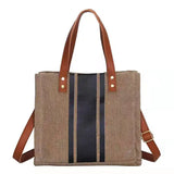 Casual Stripe Shoulder Bag Women Canvas Crossbody Travel Bags