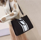 Casual Stripe Shoulder Bag Women Canvas Crossbody Travel Bags