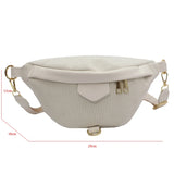 Casual Corduroy Waist Bag Ladies Canvas Fanny Pack Travel Money Phone Chest Bana