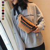 Casual Corduroy Women's Chest Bag Zipper Messenger Waist Bag