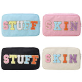 Embroidery Letter Patch Makeup Bag Zipper Storage Organizer