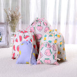 Cotton Fruit Pattern Drawstring Bag Makeup Organizer