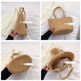 Casual Cotton Rope Woven Shoulder Bags for Women Large Capacity Braid Totes