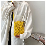 Casual Cotton Thread Mini Phone Bag Hand-woven Shoulder Crossbody Bag