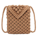Casual Cotton Thread Mini Phone Bag Hand-woven Shoulder Crossbody Bag