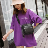 Casual Shoulder Bag PU Leather Solid Handbag for Women