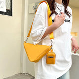 Casual Shoulder Triangle Bag Solid Nylon Women Handbags