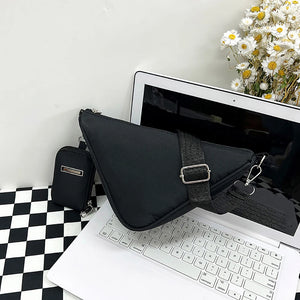 Casual Shoulder Triangle Bag Solid Nylon Women Handbags