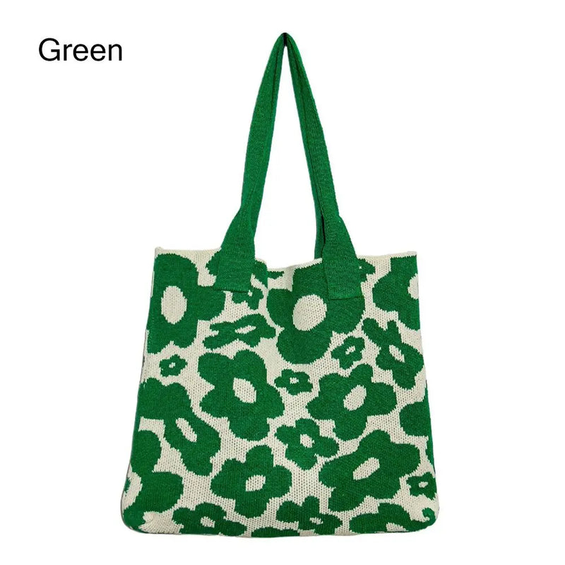Casual Crochet Bags Satchel Bag Flowers Shoulder Bags Knitted Women's Handbags